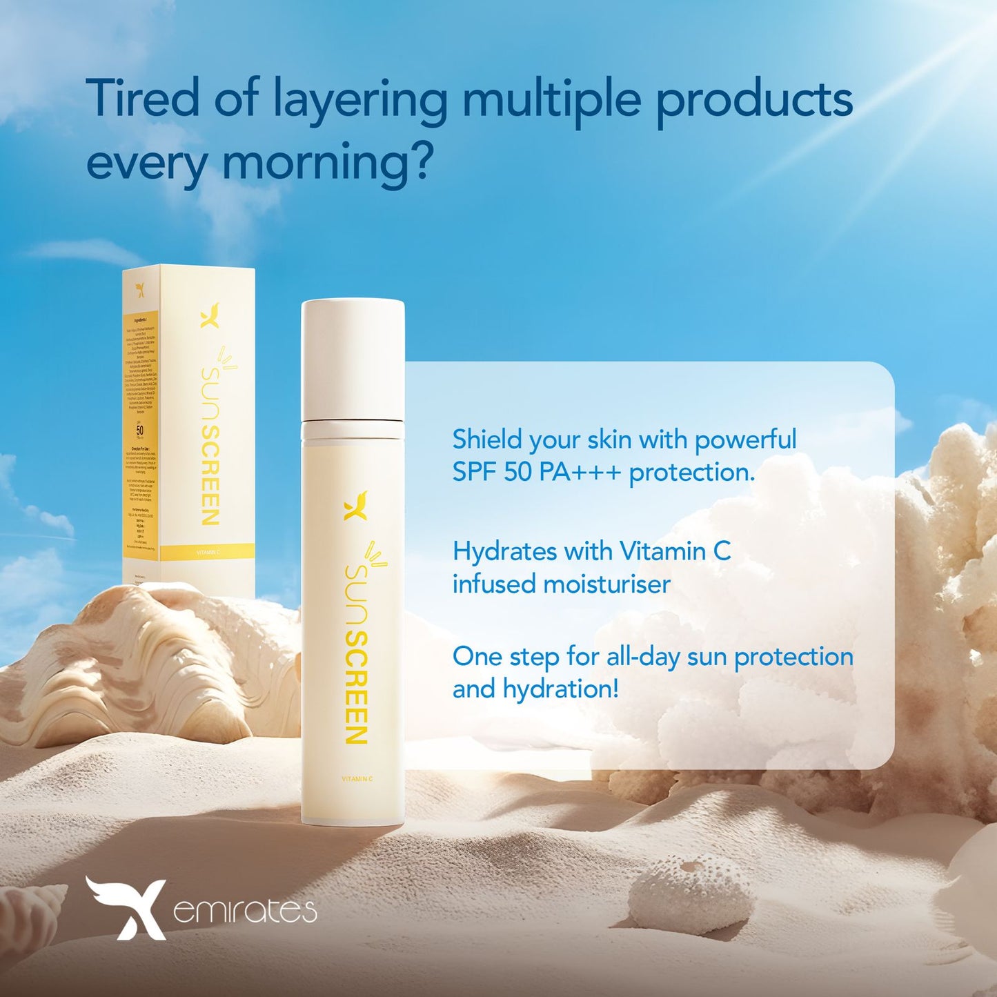 Sunscreen + Moisturizer (SPF 50 PA+++)
