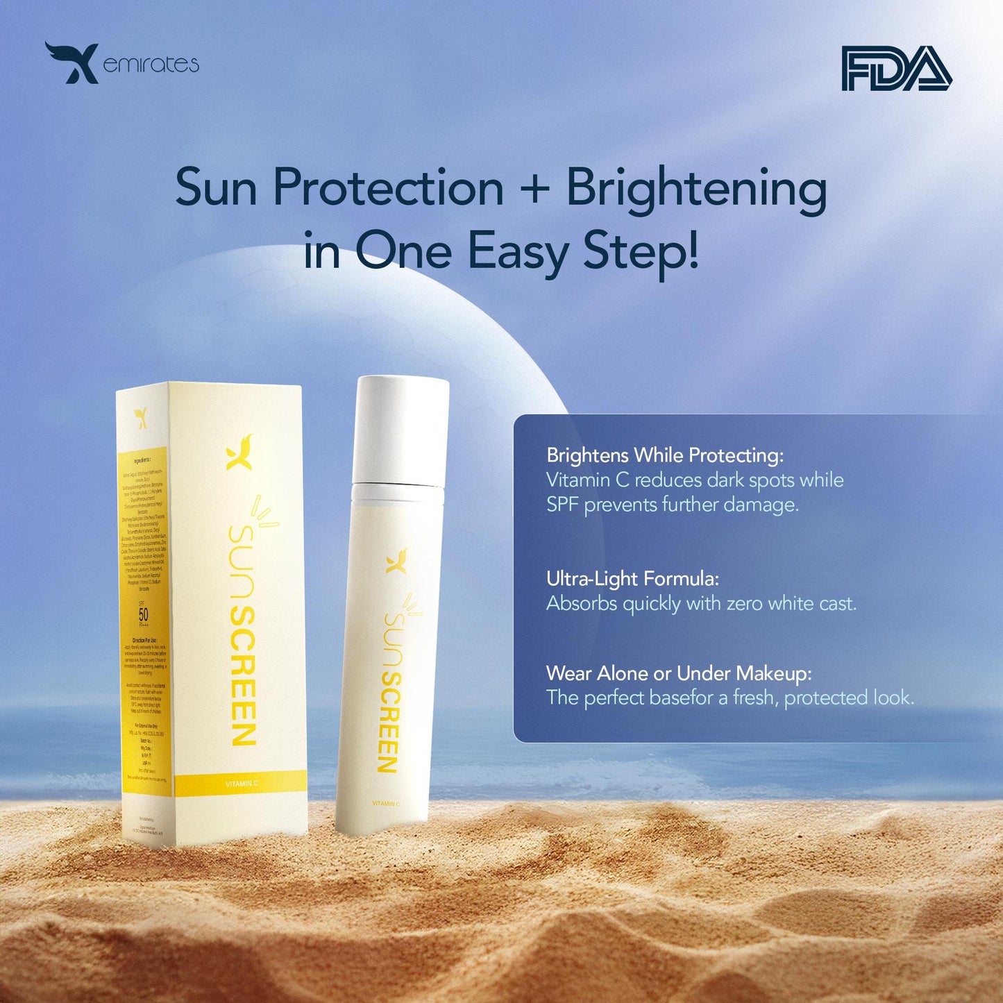 Sunscreen + Moisturizer (SPF 50 PA+++)